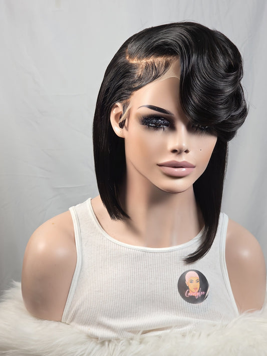 SARAH - Luxury asymmetrical side sweep bob with 5x5 closure wig