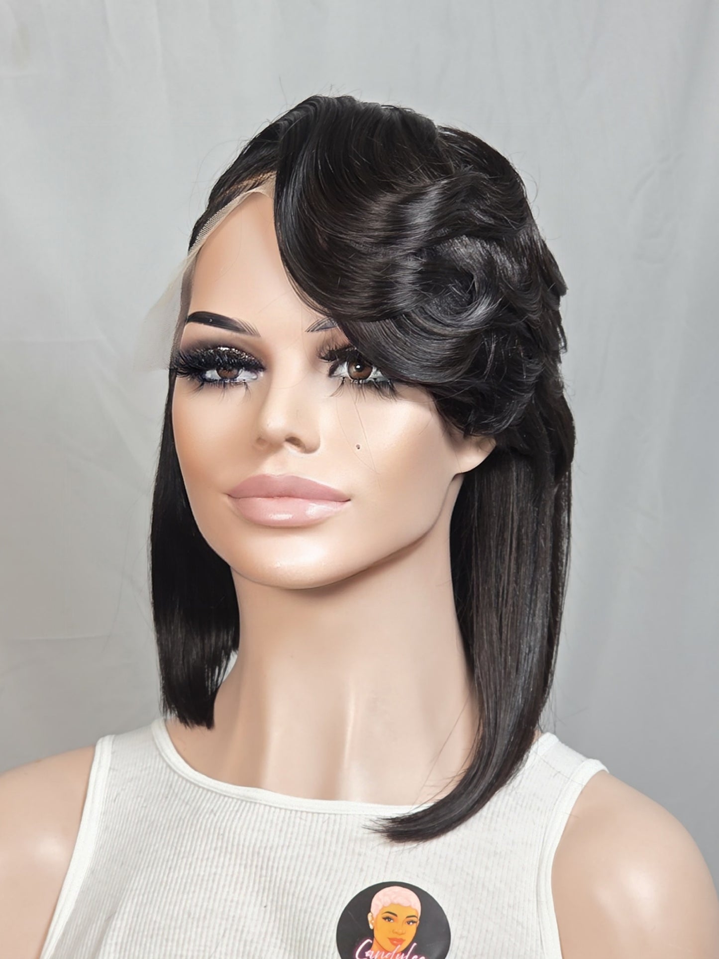 SARAH - Luxury asymmetrical side sweep bob with 5x5 closure wig