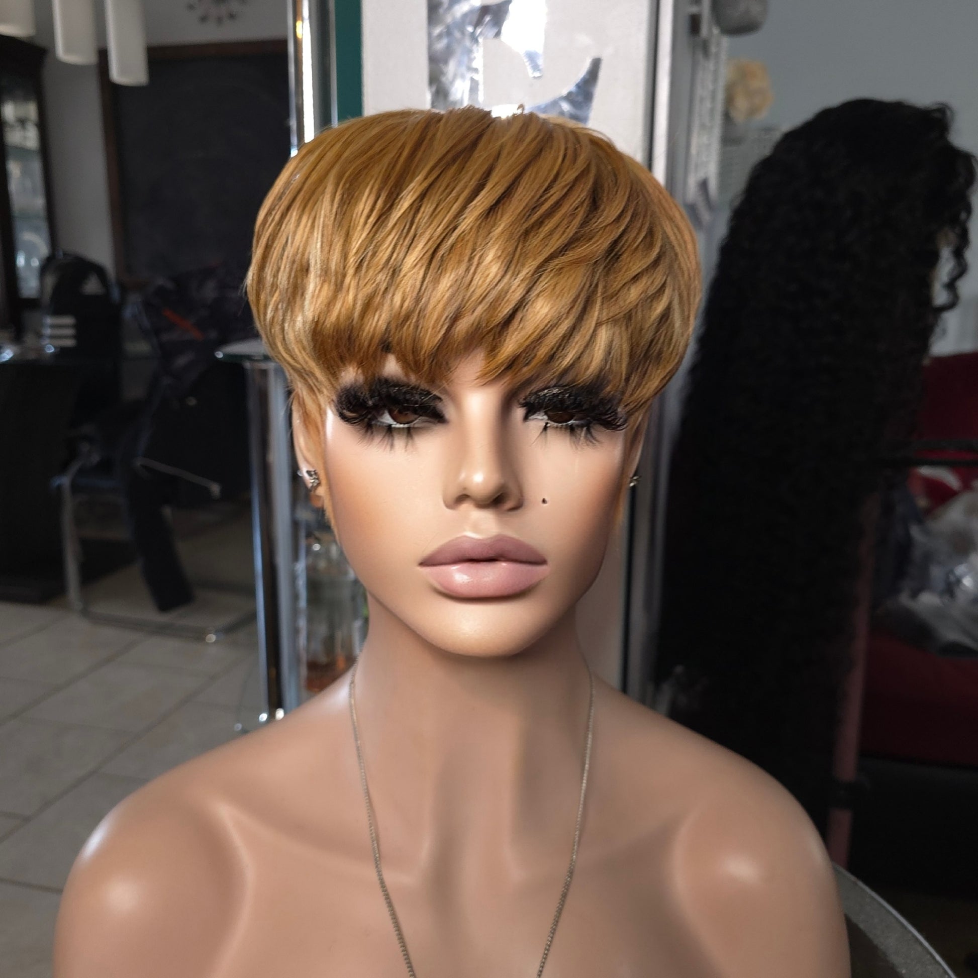 blonde pixie wig, glueless by candyleehaie