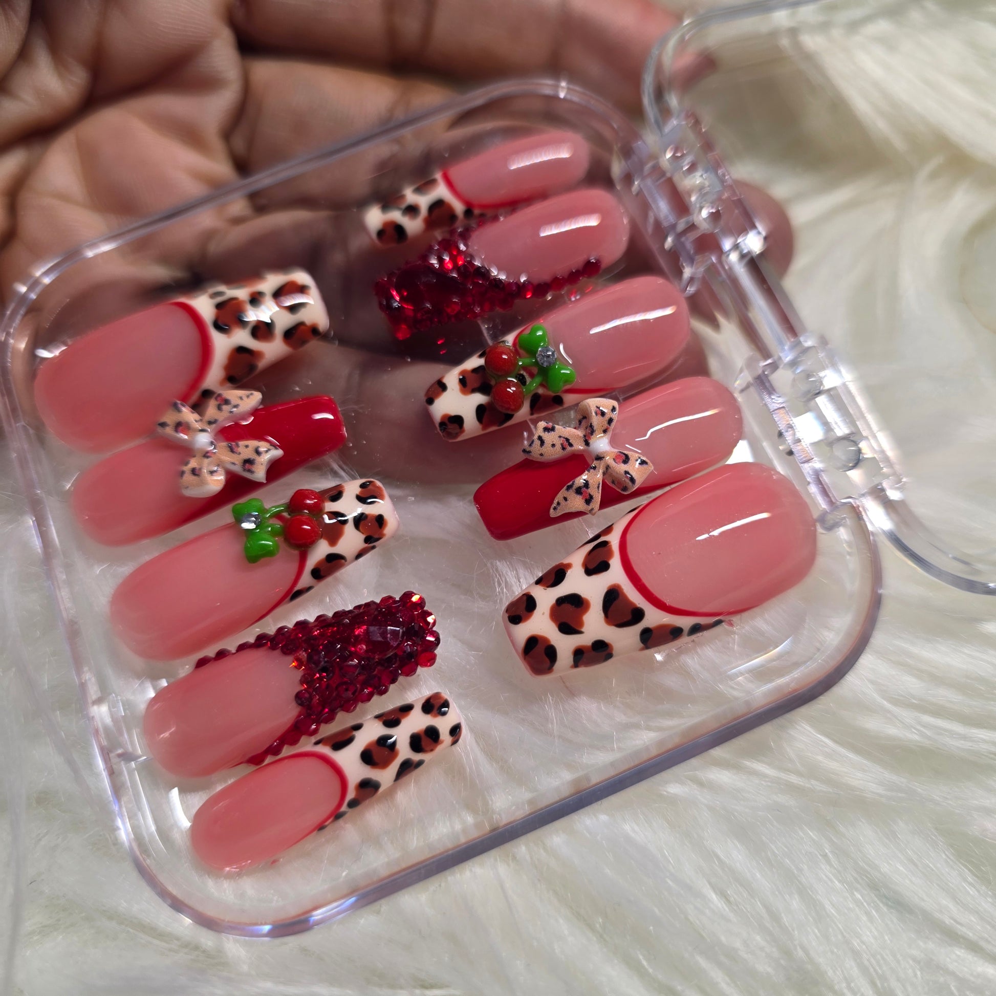 press on nails by candylee hair, red press on nails, french nails