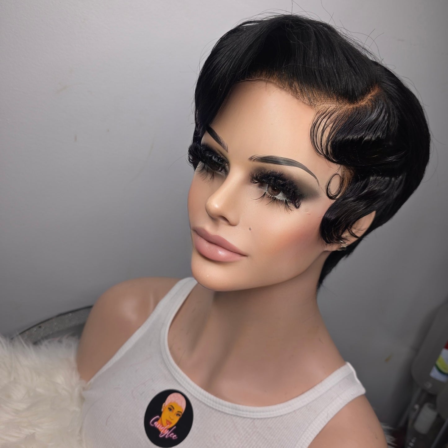 candyleehair luxury short gluless wig with sculpted wave