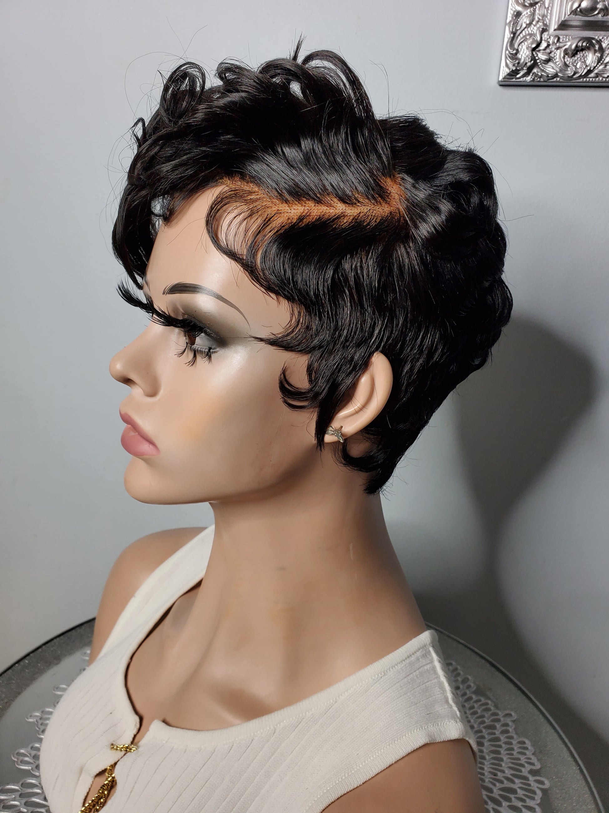 glueless lace front pixie wig by candyleehair