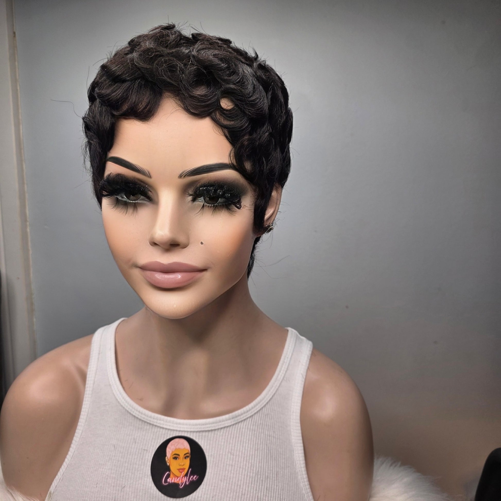 pincurl pixie wig by candyleehair-luxury short gluless unit, classic soft waves