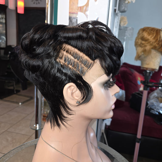 sylish pixie cut wig, lace closure pixie wigs, glueless pixie wig