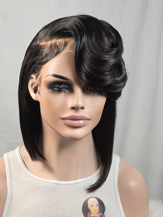 SARAH - Luxury asymmetrical side sweep bob with 5x5 closure wig