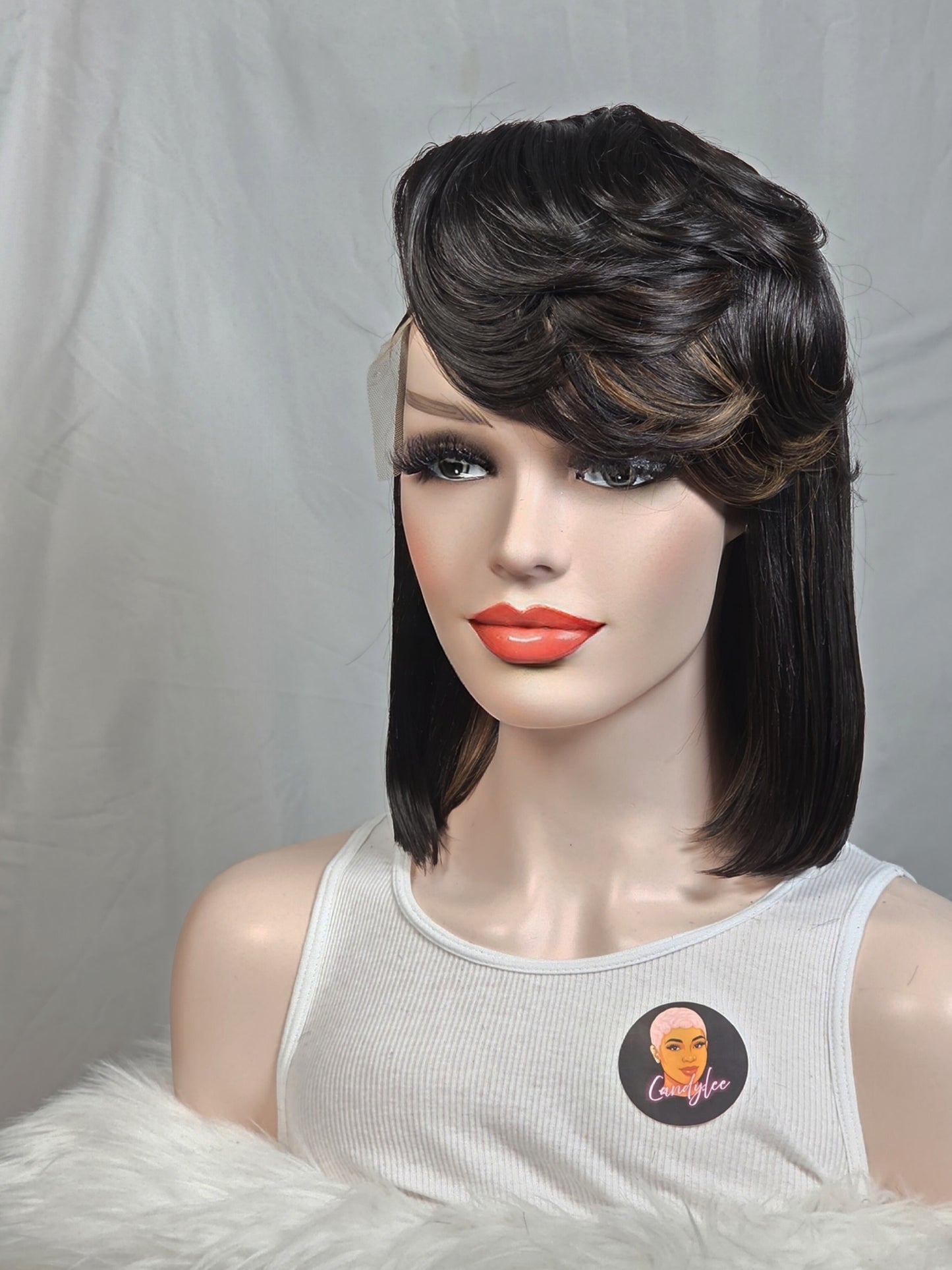 ROYAL - Luxury honey highlight side sweep bob with 5x5 closure wig